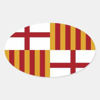 Barcelona (Spain) Flag Oval Sticker