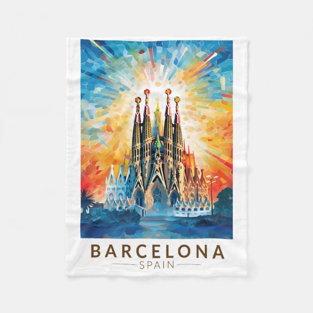 Barcelona Spain La Sagrada Familia Travel Art Fleece Blanket (Front)