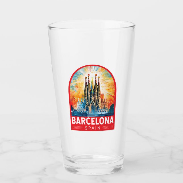 Barcelona Spain La Sagrada Familia Travel Art Glass (Front)
