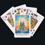 Barcelona Spain La Sagrada Familia Travel Art Playing Cards<br><div class="desc">Barcelona retro vector travel design. Barcelona,  the cosmopolitan capital of Spain’s Catalonia region,  is known for its art and architecture.</div>