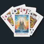 Barcelona Spain La Sagrada Familia Travel Art Playing Cards<br><div class="desc">Barcelona retro vector travel design. Barcelona,  the cosmopolitan capital of Spain’s Catalonia region,  is known for its art and architecture.</div>
