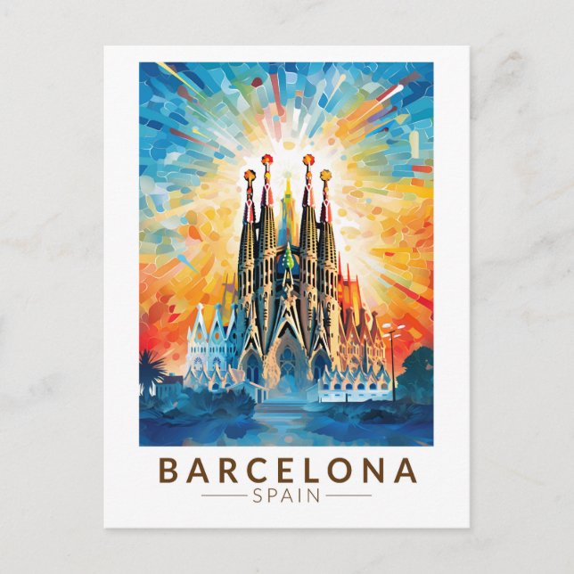 Barcelona Spain La Sagrada Familia Travel Art Postcard (Front)