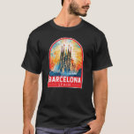Barcelona Spain La Sagrada Familia Travel Art T-Shirt<br><div class="desc">Barcelona retro vector travel design. Barcelona, the cosmopolitan capital of Spain’s Catalonia region, is known for its art and architecture.</div>