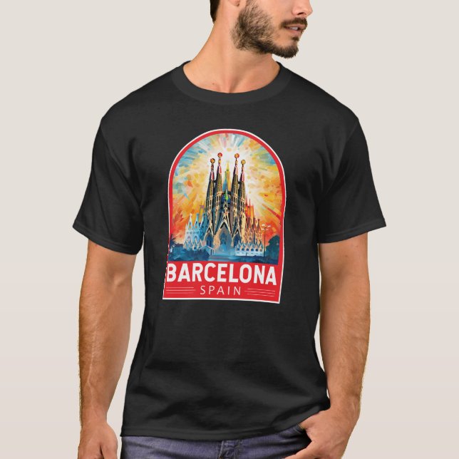 Barcelona Spain La Sagrada Familia Travel Art T-Shirt (Front)