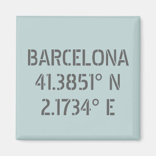 Barcelona Spain Latitude and Longitude  Magnet