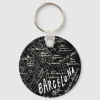 Barcelona Spain Map Keychain