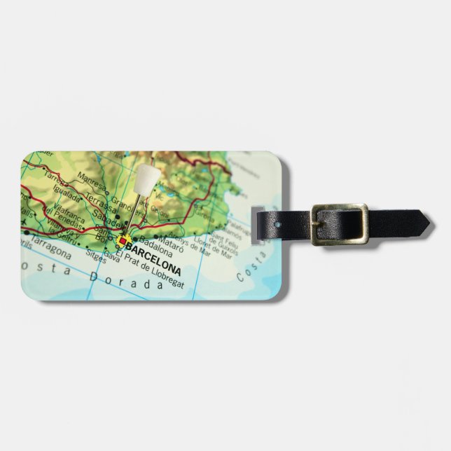 Barcelona, Spain Map Luggage Tag (Front Horizontal)
