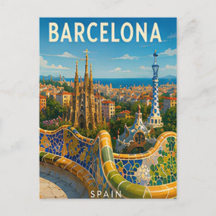 Barcelona Spain Mediterranean Gaudi City Escape Postcard