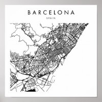 Barcelona Spain Minimal Modern Street Map