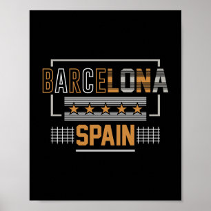 Barcelona Spain Modern Typography Travel Design Poster