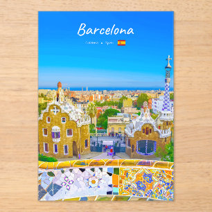 Barcelona, Spain - Park Guell Gaudi Mosaic Acrylic Invitations