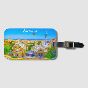 Barcelona, Spain - Park Guell Gaudi Mosaic Luggage Tag