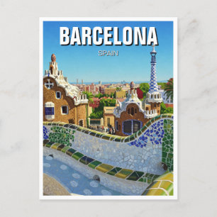 Barcelona Spain Park Güell Travel Postcard