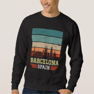 Barcelona Spain Retro Vintage Sunset Skyline Barce Sweatshirt