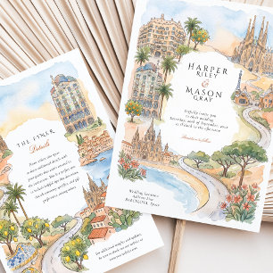 Barcelona Spain Sagrada Familia Gaudi Wedding Invitation