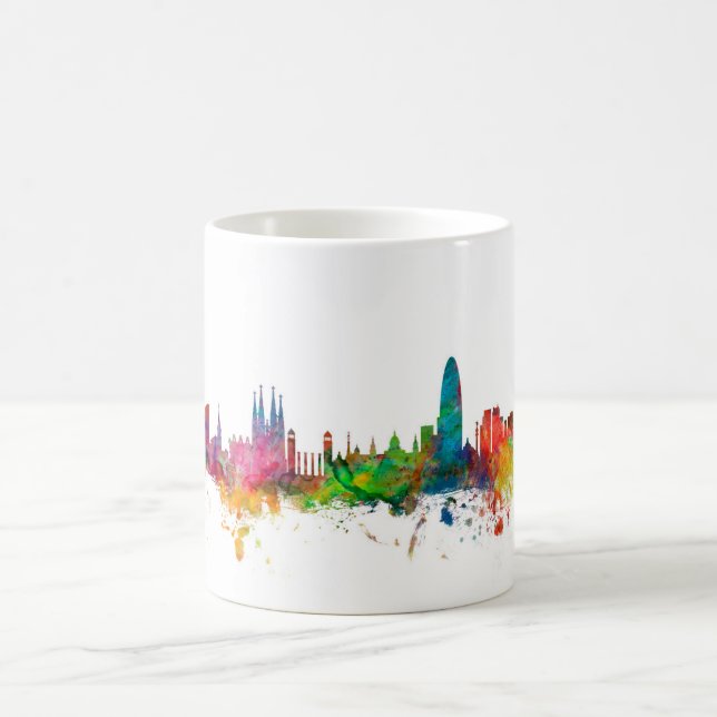 Barcelona Spain Skyline Coffee Mug (Center)