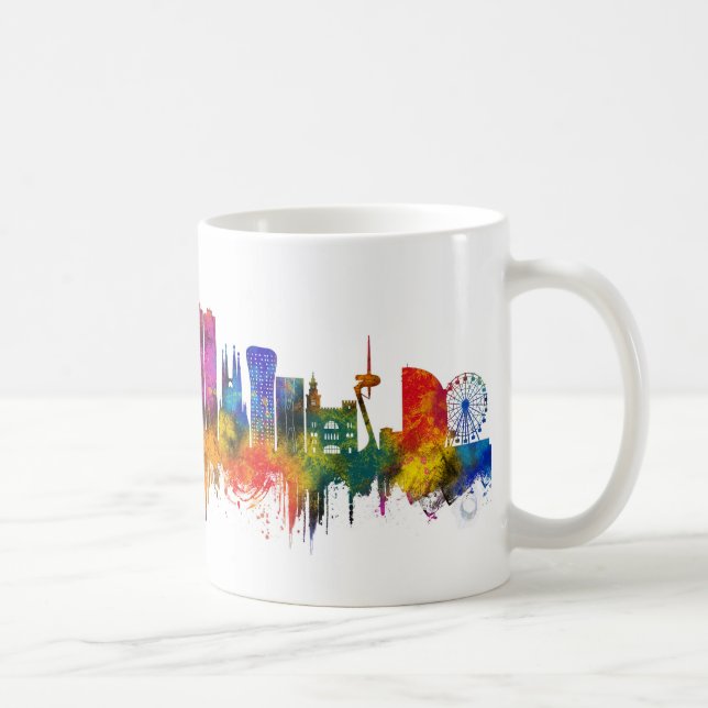 Barcelona Spain Skyline Coffee Mug (Right)