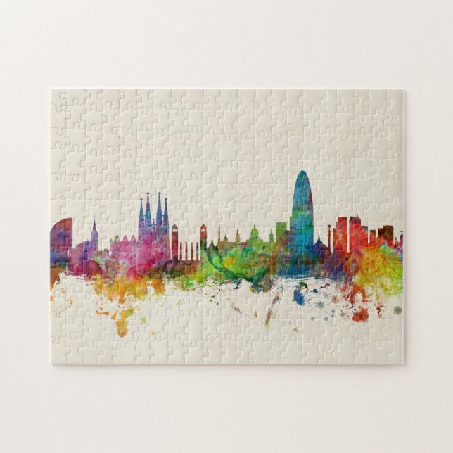 Barcelona Spain Skyline Jigsaw Puzzle (Horizontal)