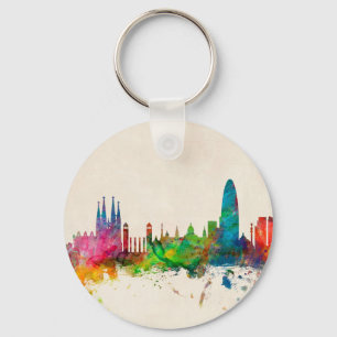 Barcelona Spain Skyline Key Ring
