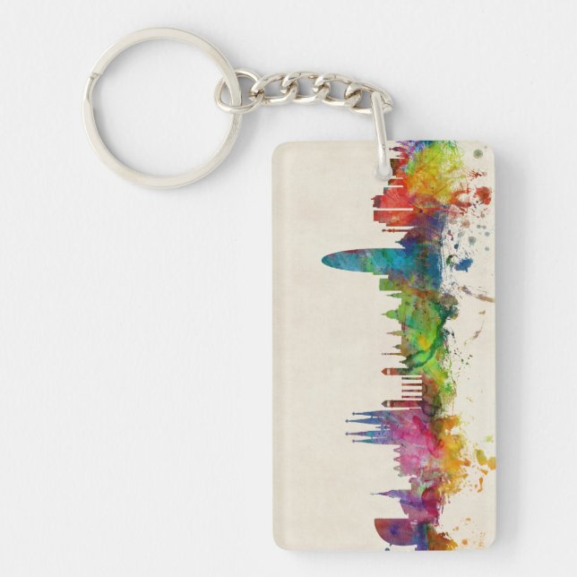 Barcelona Spain Skyline Key Ring (Front)