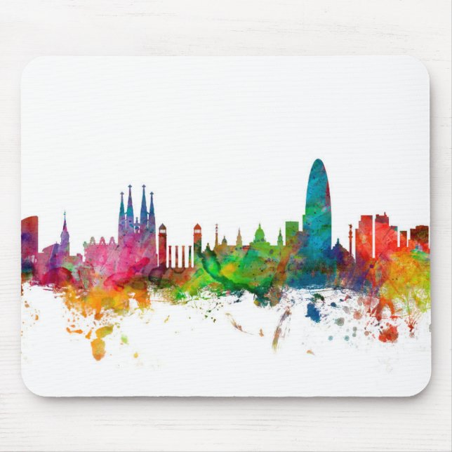 Barcelona Spain Skyline Mouse Mat (Front)