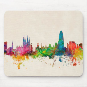 Barcelona Spain Skyline Mouse Mat