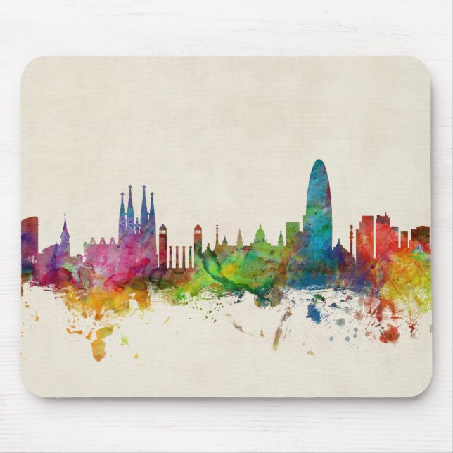 Barcelona Spain Skyline Mouse Mat (Front)