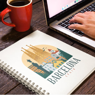 Barcelona Spain Skyline Notebook