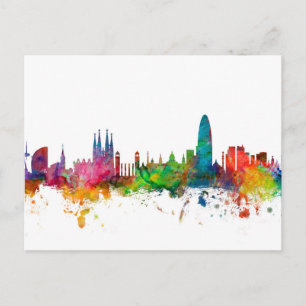 Barcelona Spain Skyline Postcard