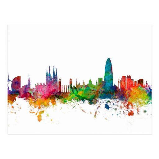 Image of Barcelona Spain Skyline Postcard