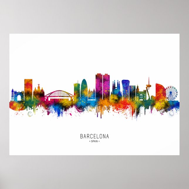 Barcelona Spain Skyline Poster (Front)