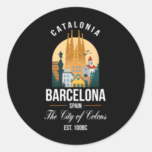 Barcelona Spain Skyline Souvenirs Family Vacation  Classic Round Sticker