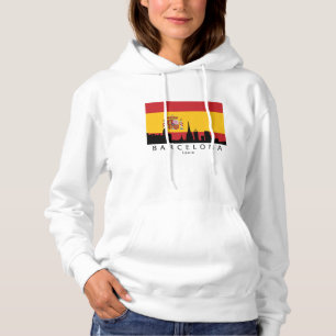 Barcelona Spain Skyline Spanish Flag Hoodie
