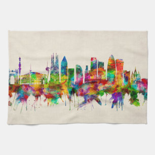 Barcelona Spain Skyline Tea Towel