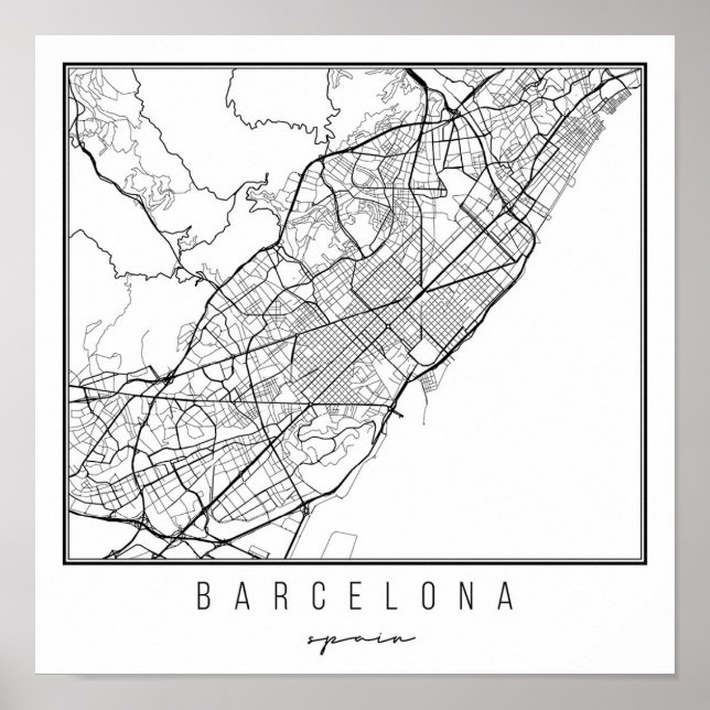 Barcelona Spain Street Map Poster (Front)