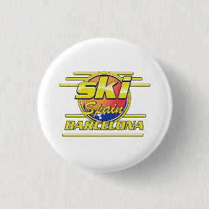 Barcelona Spain to Ski logo 3 Cm Round Badge