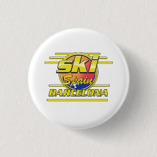 Barcelona Spain to Ski logo 3 Cm Round Badge