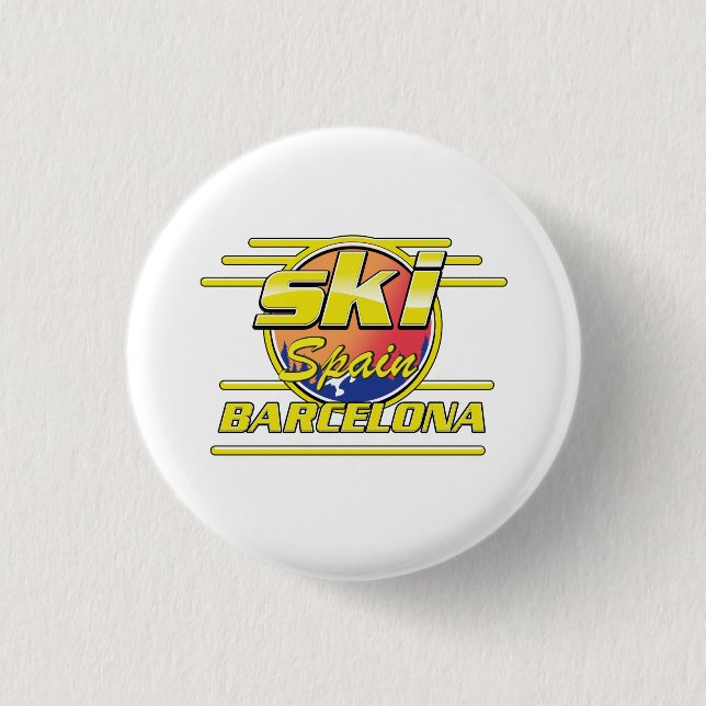 Barcelona Spain to Ski logo 3 Cm Round Badge (Front)