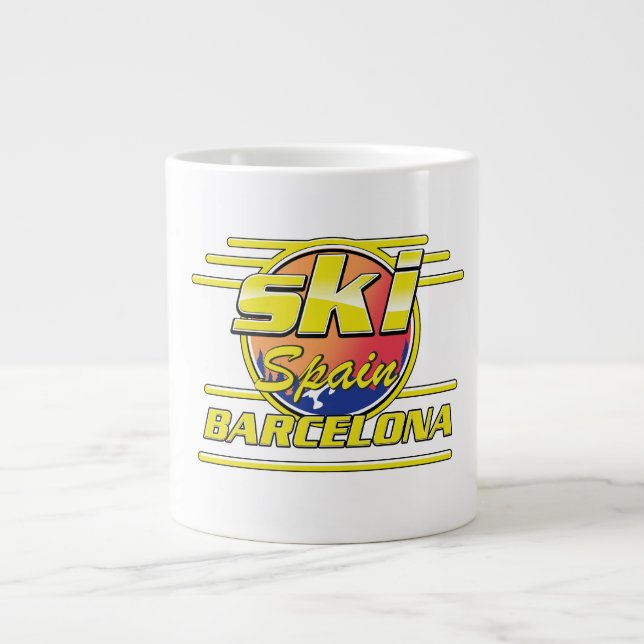 Barcelona Spain to Ski logo Large Coffee Mug (Front)