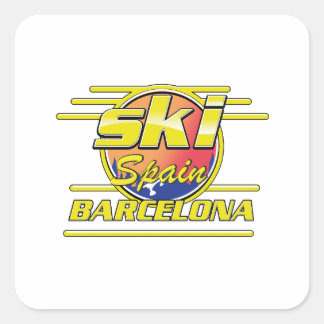 Barcelona Spain to Ski logo Square Sticker