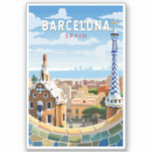 Barcelona Spain Travel Art Vintage<br><div class="desc">Barcelona retro vector travel design. Barcelona,  the cosmopolitan capital of Spain’s Catalonia region,  is known for its art and architecture.</div>
