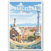 Barcelona Spain Travel Art Vintage