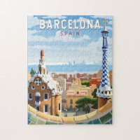 Barcelona Spain Travel Art Vintage