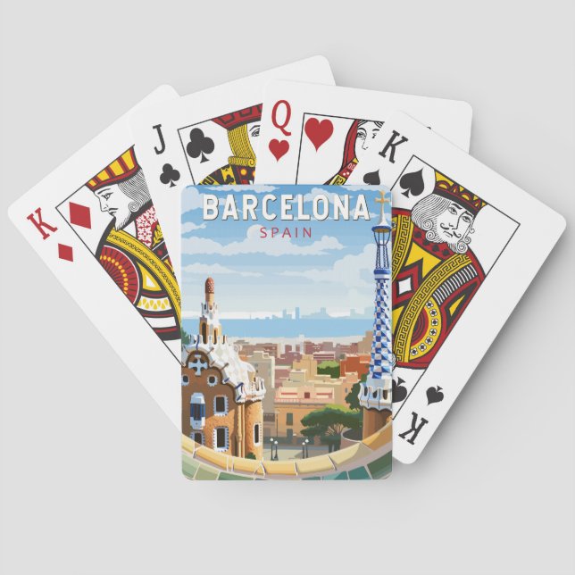 Barcelona Spain Travel Art Vintage Playing Cards (Back)