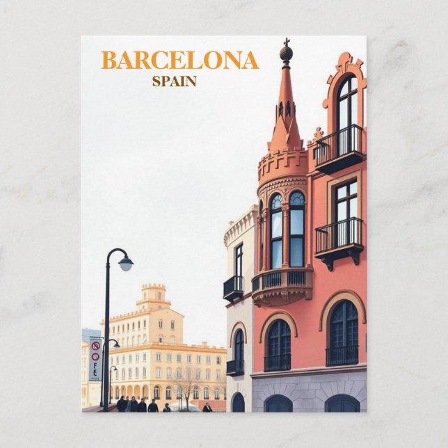 barcelona spain Travel Art Vintage Postcard (Front)
