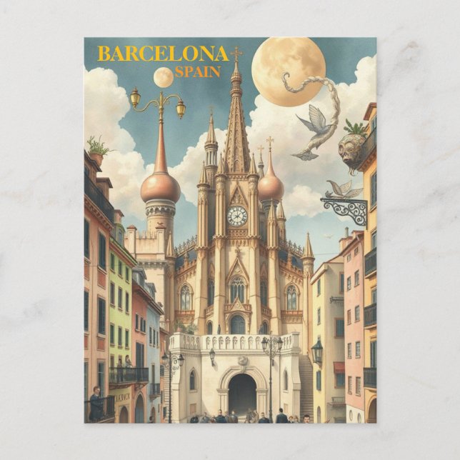barcelona spain Travel Art Vintage Postcard (Front)