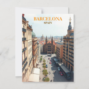 barcelona spain Travel Art Vintage Postcard