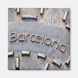 Barcelona Spain Travel Fridge Magnet Change Year