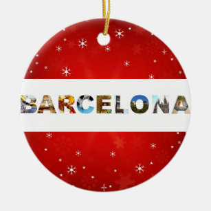 Barcelona Spain Travel Photos Christmas Ceramic Tree Decoration