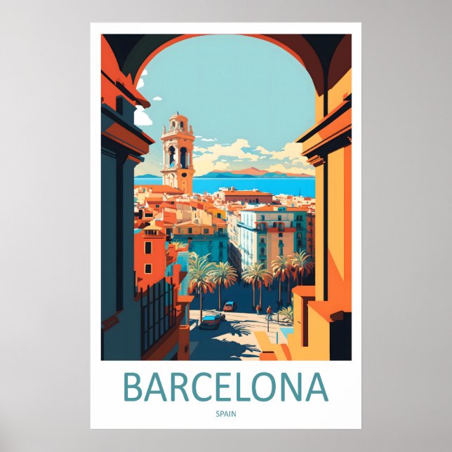 Barcelona Spain Travel Poster 1 (Front)